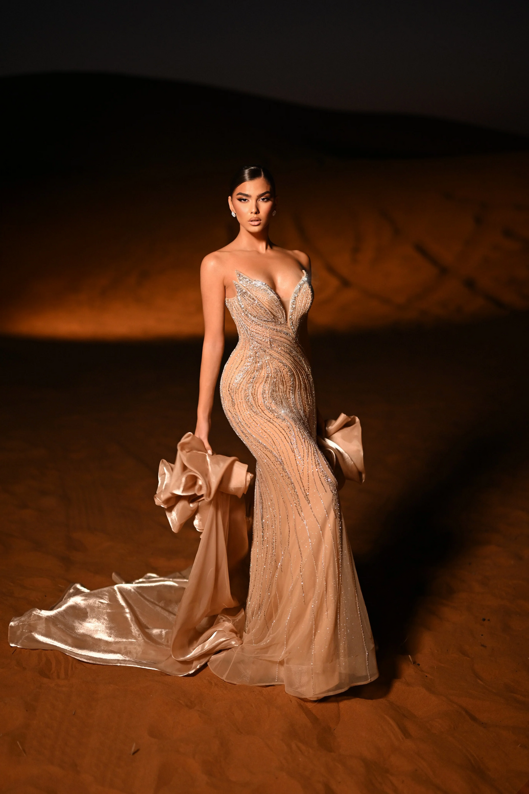 Champagne Strapless Glitter Dress – Champagne Dress for Wedding Guest with Strapless Embellished Bodice Plus Size