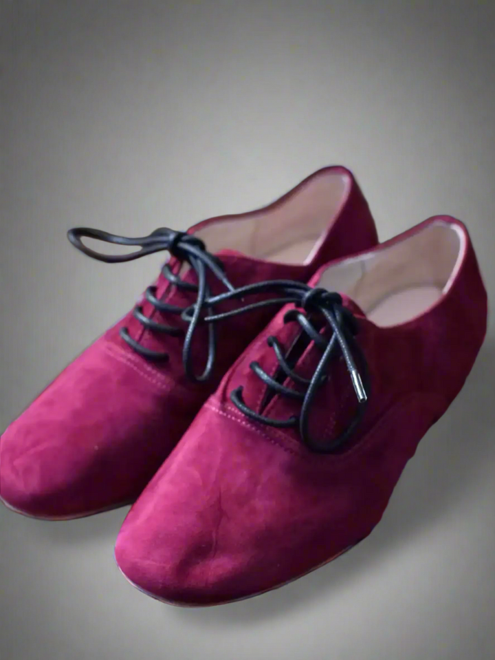 Handmade Tango Cowhide Leather Burgundy Lace-Up Men's Dress Shoes with Square Toe Design