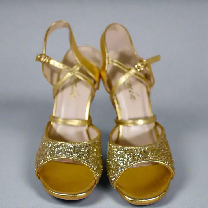 Handmade Tango Cowhide Leather Gold Latin Dance Shoes with Glitter Leather – Glod Ballroom and Latin Dance Shoes