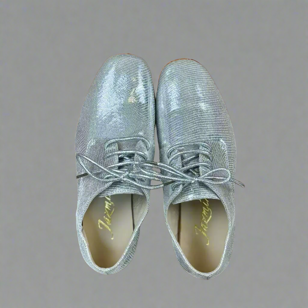 Handmade Tango Cowhide Leather Men's Silver Ballroom Dance Shoes for Men - Tango Shoes Mens with Lace-up