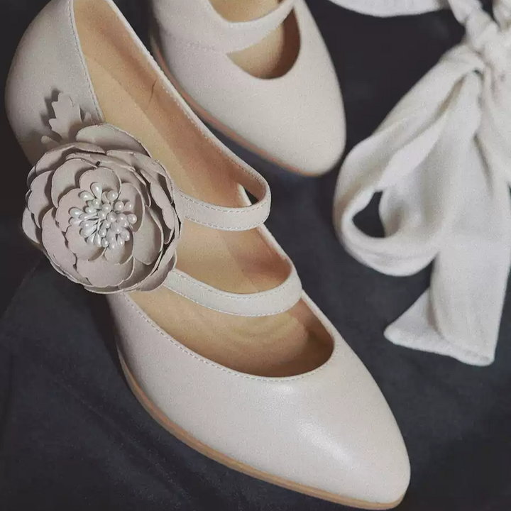 "Blooming Grace" – Handmade Vintage Mary Jane Wedding Heels