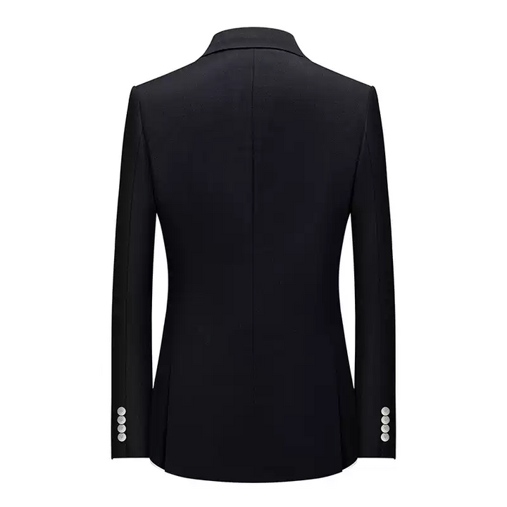 Black Wool Suit for Men in Black with Notch Lapel - Men Single Breasted Blazer Plus Size