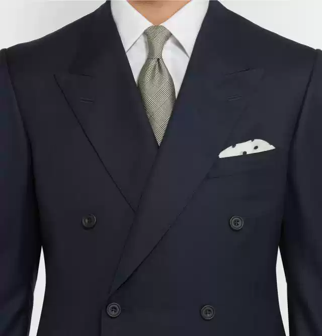 Black Double Breasted Blazer with Peak Lapel – Men's Woolen Blazer Plus Size