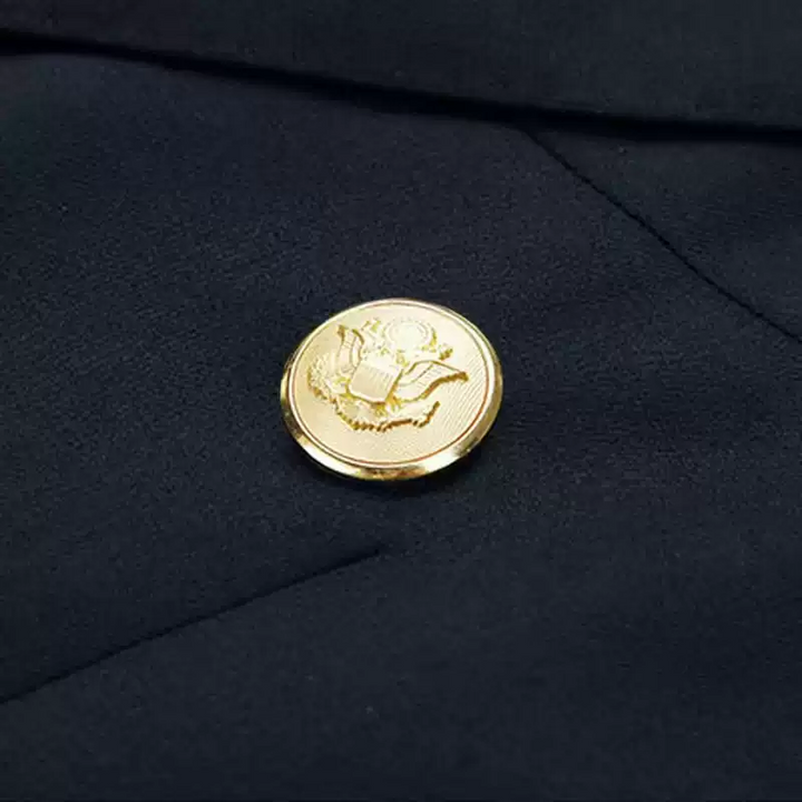 Black Double Breasted Blazer with Gold Button – Slim Fit Wool Suit for Men Plus Size