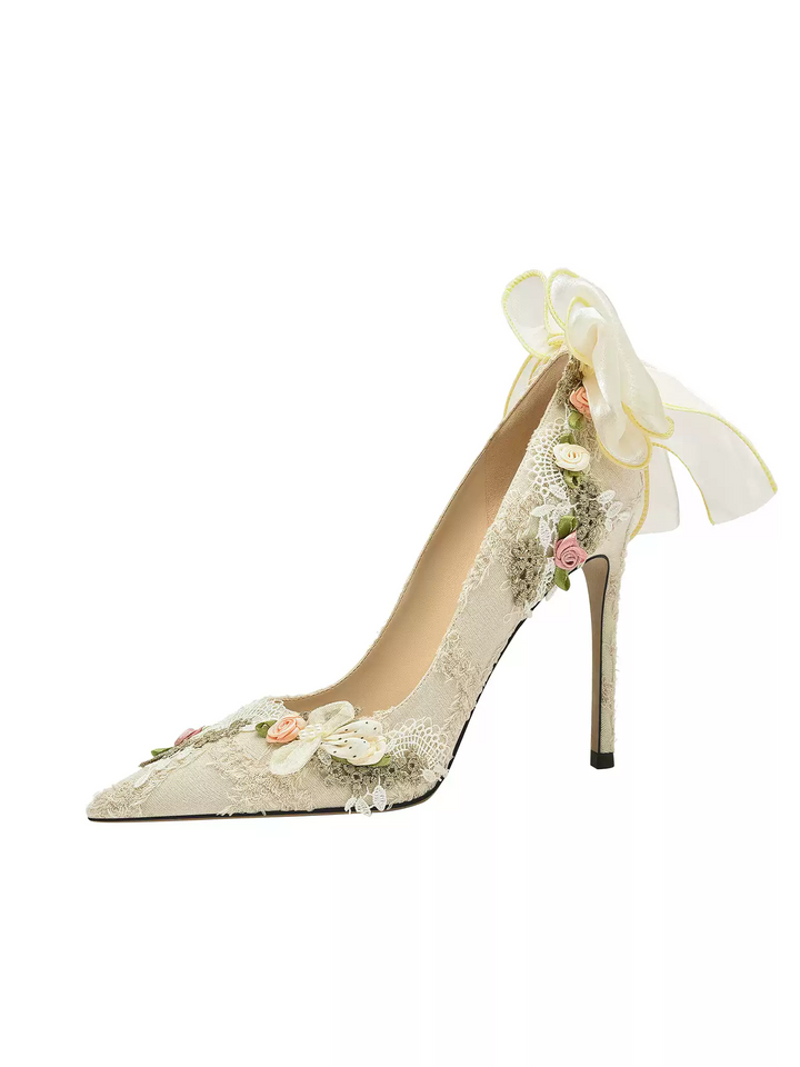 Lolita Vintage Lace High Heels with Stiletto Design  Bridal Shoes