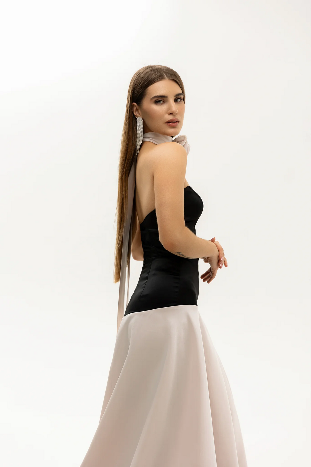 Black Strapless Gown - Carpet Dress with Strapless Bodice – Convertible Evening Gown with Removable Skirt and Front Slit Plus Size