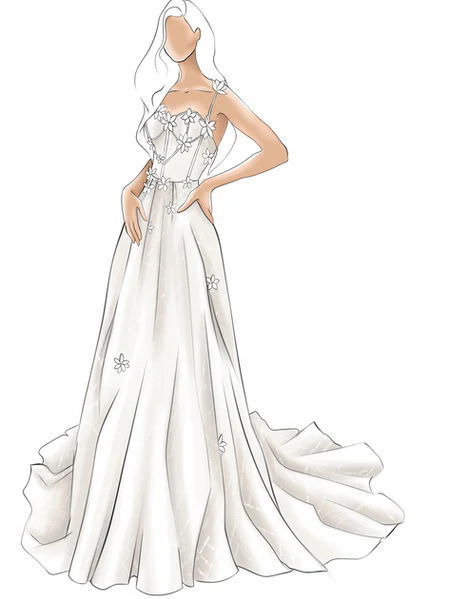 A-Line Wedding Gown with Embroidered Lace – Floral Applique Dress with Crystal-Embellished Straps and Sweetheart Neckline Plus Size - Flora