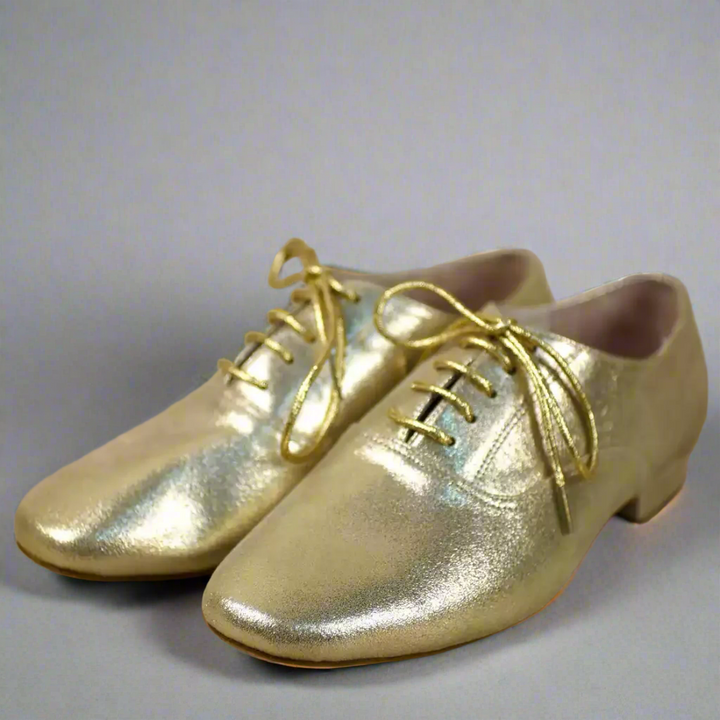 Handmade Tango Cowhide Leather Glod Shoes Mens - Lace-Up Men's Dress Shoes with Lambskin Leather