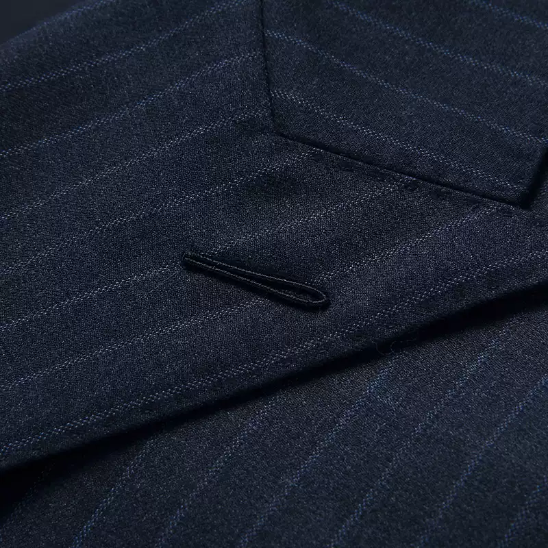 Navy Double Breasted Blazer with Peak Lapel – Slim Fit Wool Suit Jacket for Men Plus Size