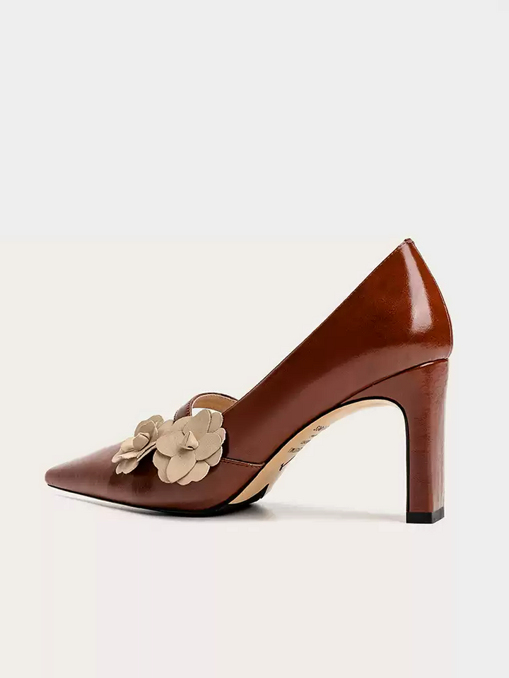Vintage Inspired Red Leather Chunky Heeled Mary Jane Shoes