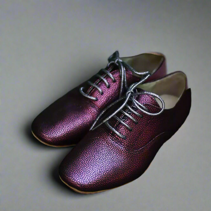 Handmade Tango Cowhide Leather Men's Burgundy Men's Shoes Soft Soles with Lace-up Design and Square Toe