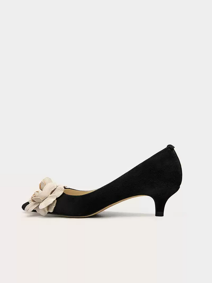 Gothic Style Black Floral Low-Heel Shoes - Vintage Inspired Bridal