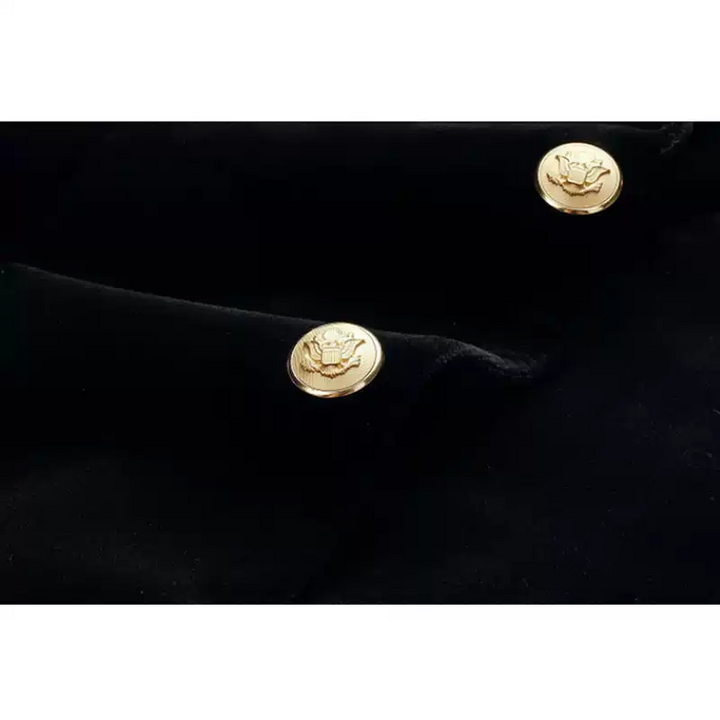 Black Wool Blazer with Gold Button and Badge Detail – Gray Wool Blazer for Men Plus Size
