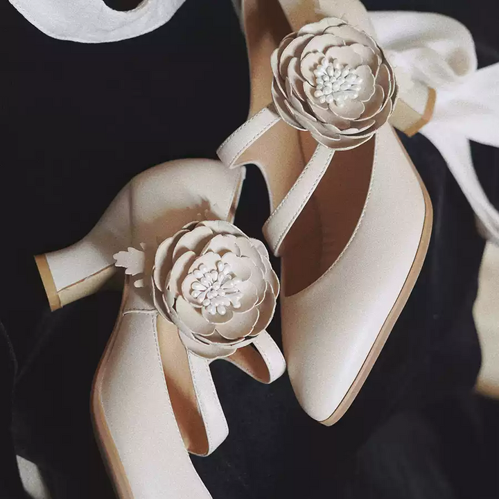 "Blooming Grace" – Handmade Vintage Mary Jane Wedding Heels