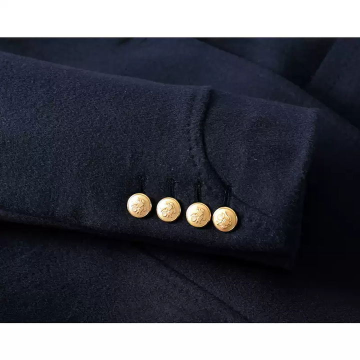 Navy Double Breasted Blazer in Long Wool Design – Wool Suits for Men Plus Size