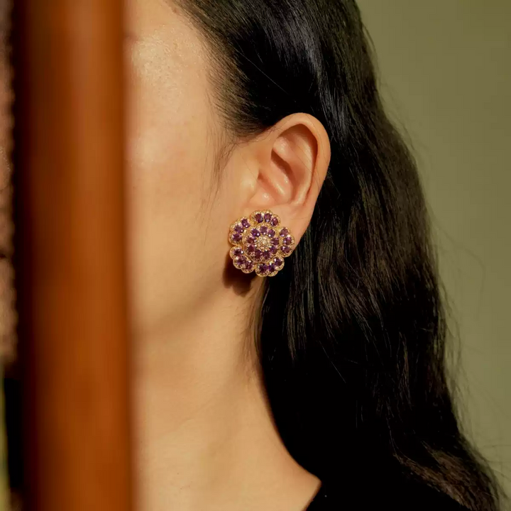 Whispers of Spring – Handmade Vintage-Style Purple Gemstone Earrings - Jolanti