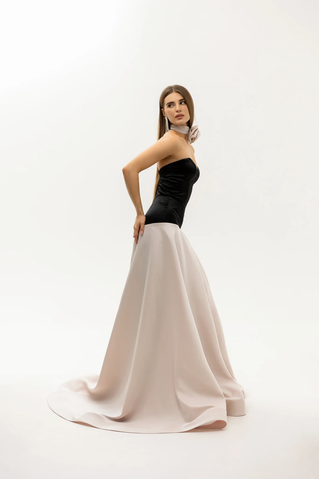 Black Strapless Gown - Carpet Dress with Strapless Bodice – Convertible Evening Gown with Removable Skirt and Front Slit Plus Size