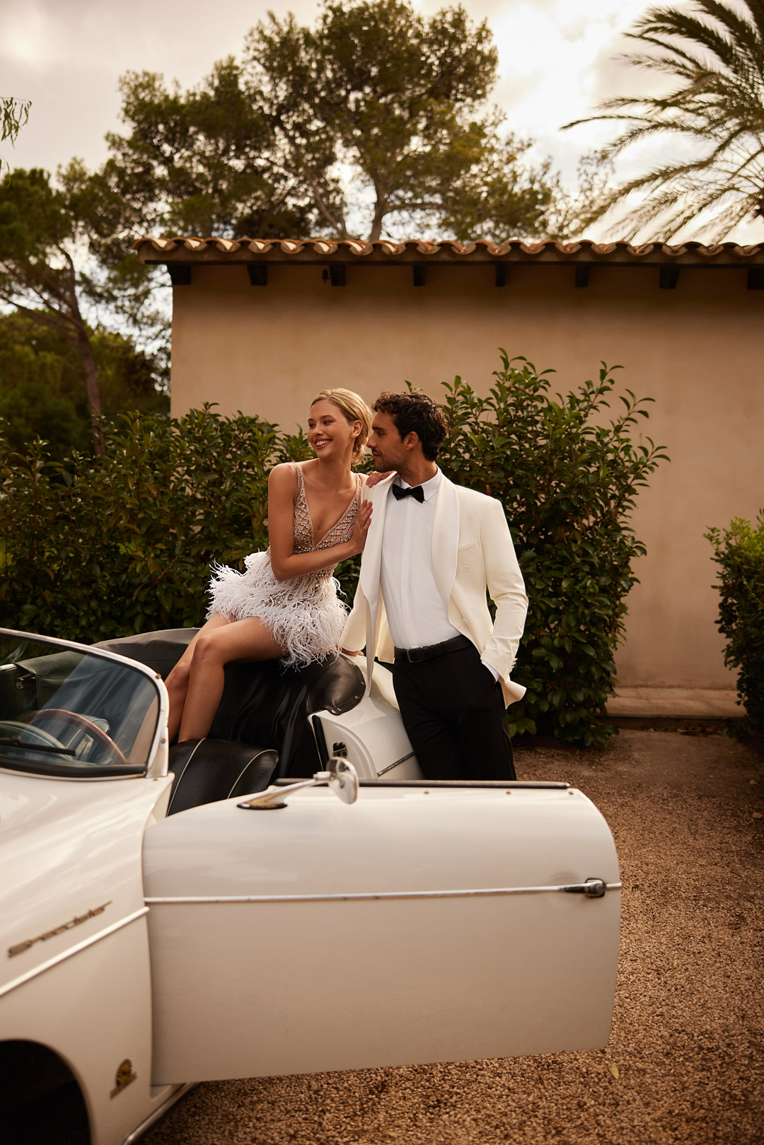 Nude Short Length Wedding Dresses with Crystal Beading and Feather Fringe Plus Size