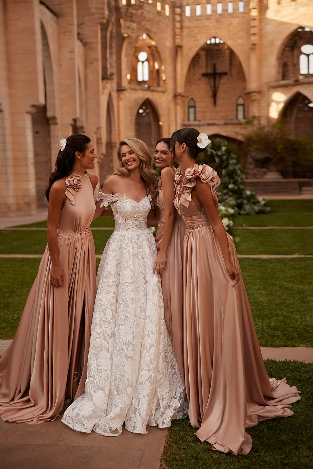 Ivory Off Shoulder Wedding Dress - Floral Wedding Dress with 3D Appliqué Sleeves – Structured Lace Wedding Gown Plus Size