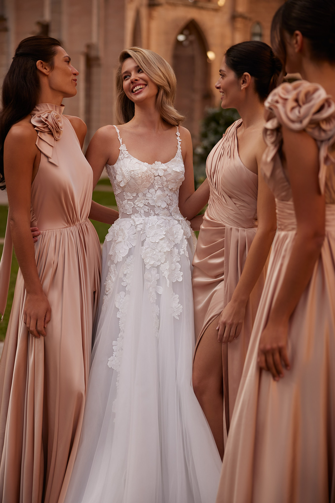 Convertible Wedding Dress - Floral Wedding Dress with Illusion Neckline – Sleeveless Lace Wedding Dress with 3D Appliqué and Tulle Skirt Plus Size