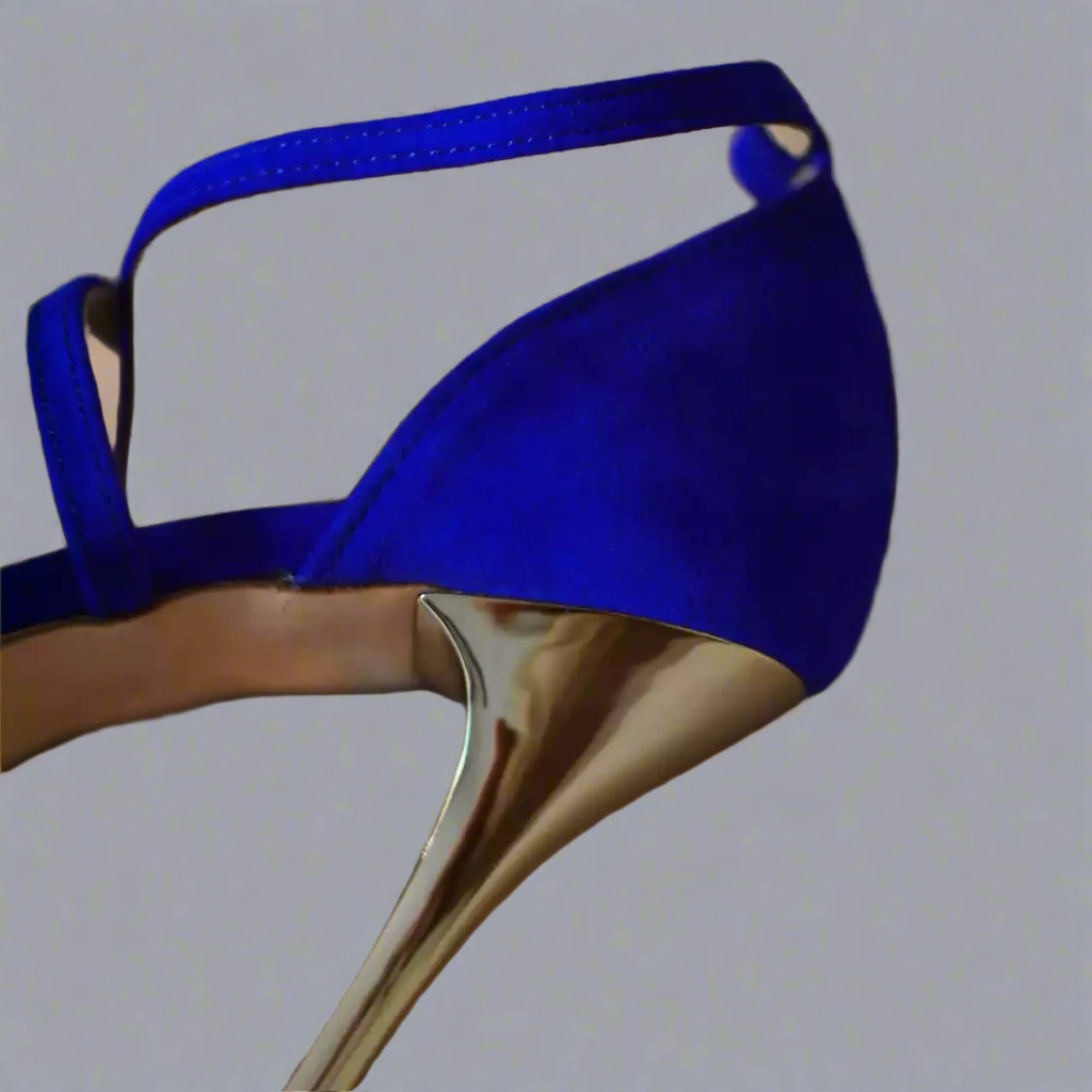 Handmade Tango Cowhide Leather Blue Latin Dance Shoes with Crossover Strap – Blue Tango Shoes Madame Pivot