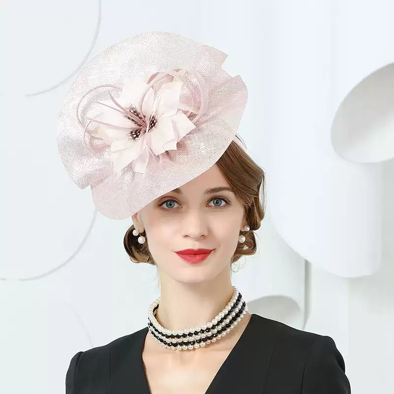 Elegant Pink Fascinator Hats with Floral Detailing - Hair  display picture 2