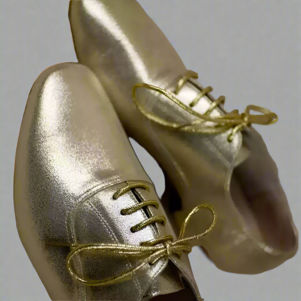 Handmade Tango Cowhide Leather Glod Shoes Mens - Lace-Up Men's Dress Shoes with Lambskin Leather