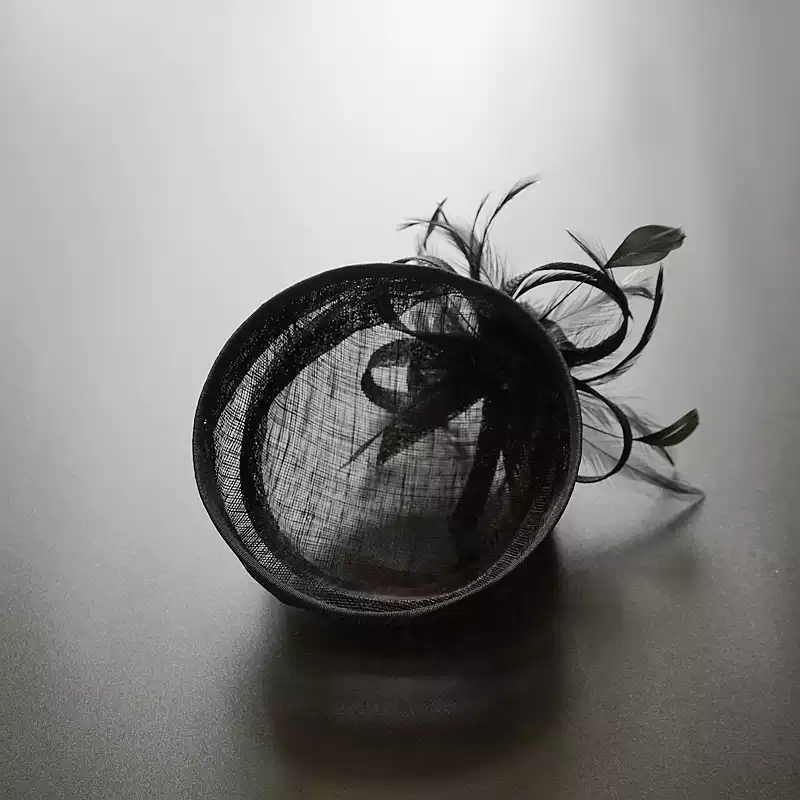 Chic Black Feather Fascinator Hat - Black Hat with Feather