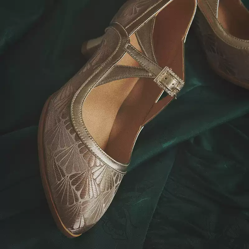 "Twilight Garden" – Handmade Embroidered Floral Mary Jane Heels