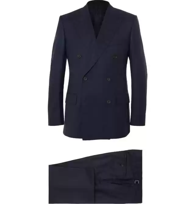 Black Double Breasted Blazer with Peak Lapel – Men's Woolen Blazer Plus Size