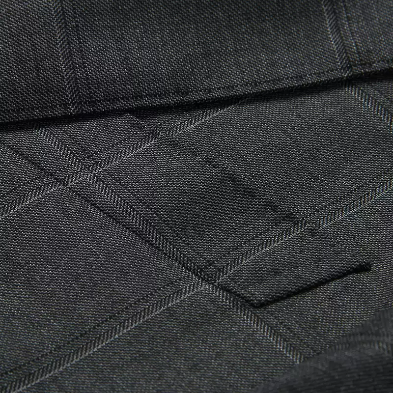 Grey Plaid Suit Blazer with Peak Lapel and Flap Pockets for Men Plus Size