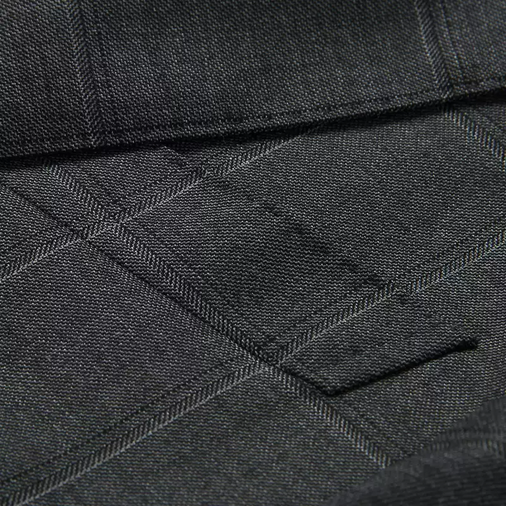 Grey Plaid Suit Blazer with Peak Lapel and Flap Pockets for Men Plus Size