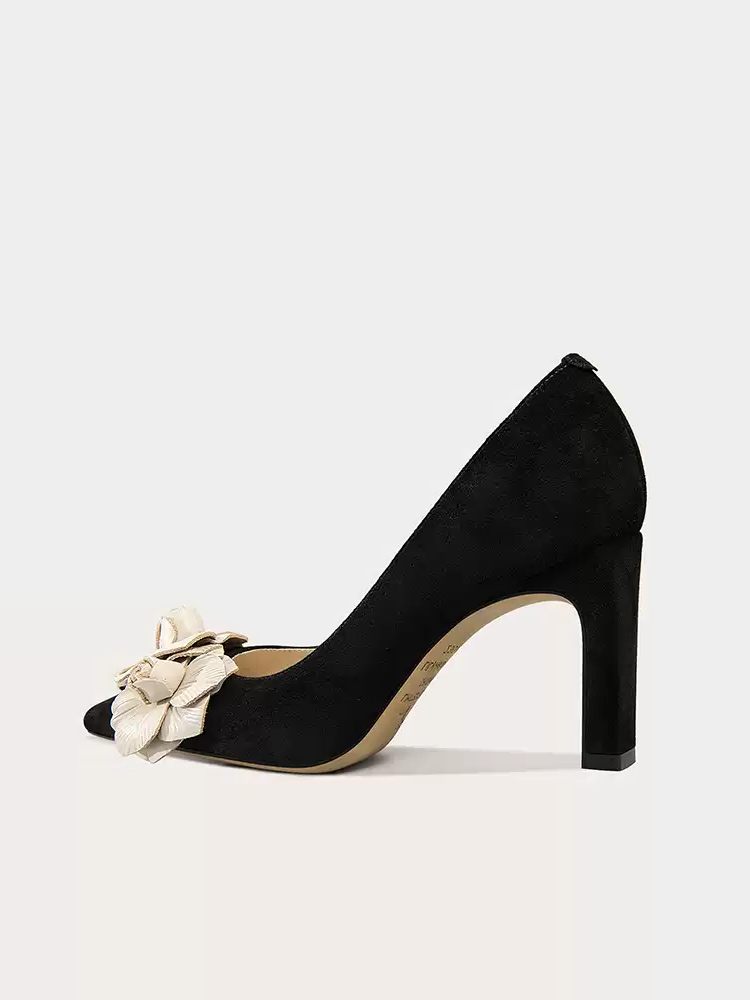 Gothic Block Heel High Heels with Floral Design - Comfortable and Versatile