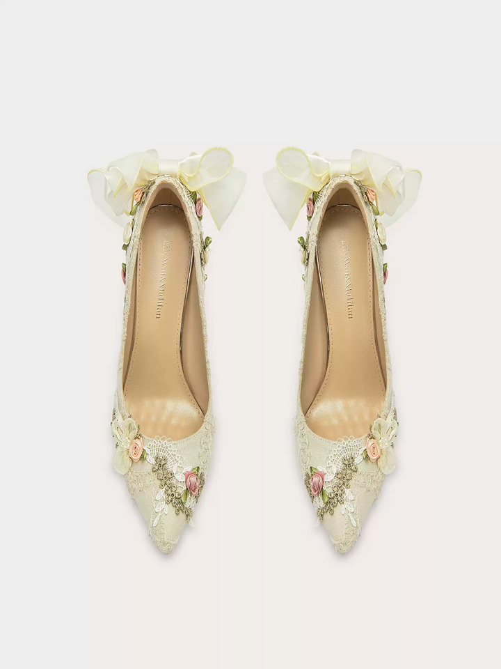 Lolita Vintage Lace High Heels with Stiletto Design  Bridal Shoes