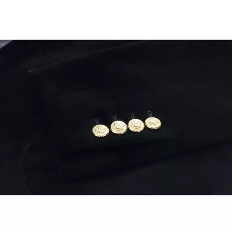 Black Wool Blazer with Gold Button and Badge Detail – Gray Wool Blazer for Men Plus Size