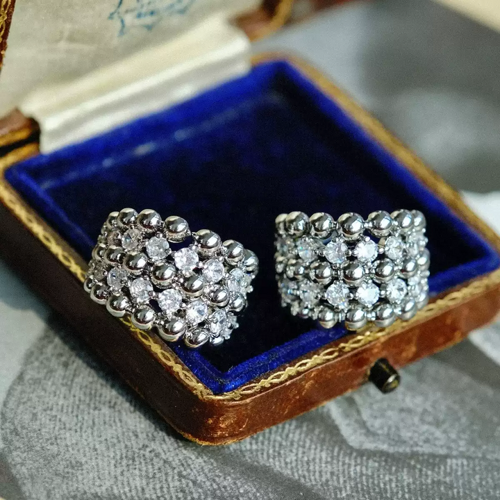 Whispers of Lanterns – Handmade Vintage-Style White Zircon Hoop Earrings - Lanterns