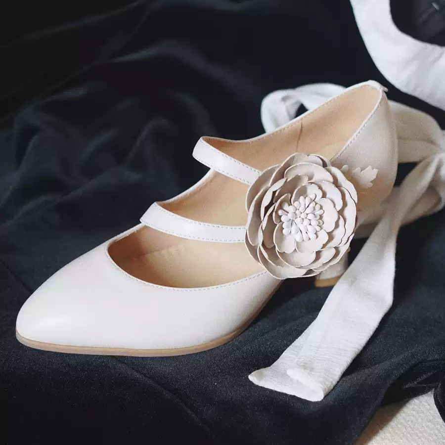 "Blooming Grace" – Handmade Vintage Mary Jane Wedding Heels