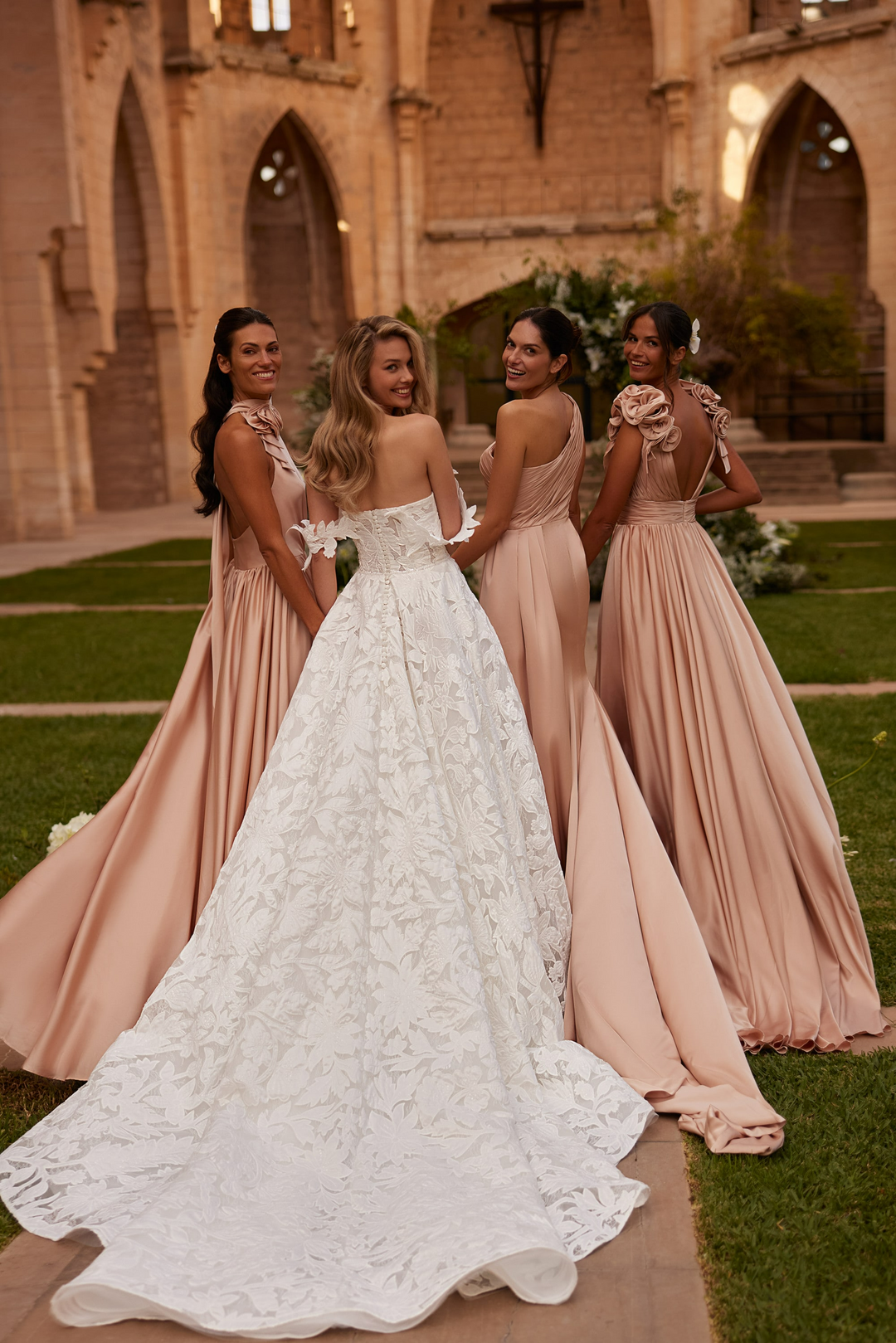 Ivory Off Shoulder Wedding Dress - Floral Wedding Dress with 3D Appliqué Sleeves – Structured Lace Wedding Gown Plus Size
