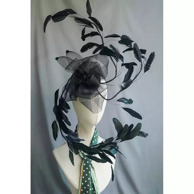 Elegant Black and White Feathered Hat June main image 3