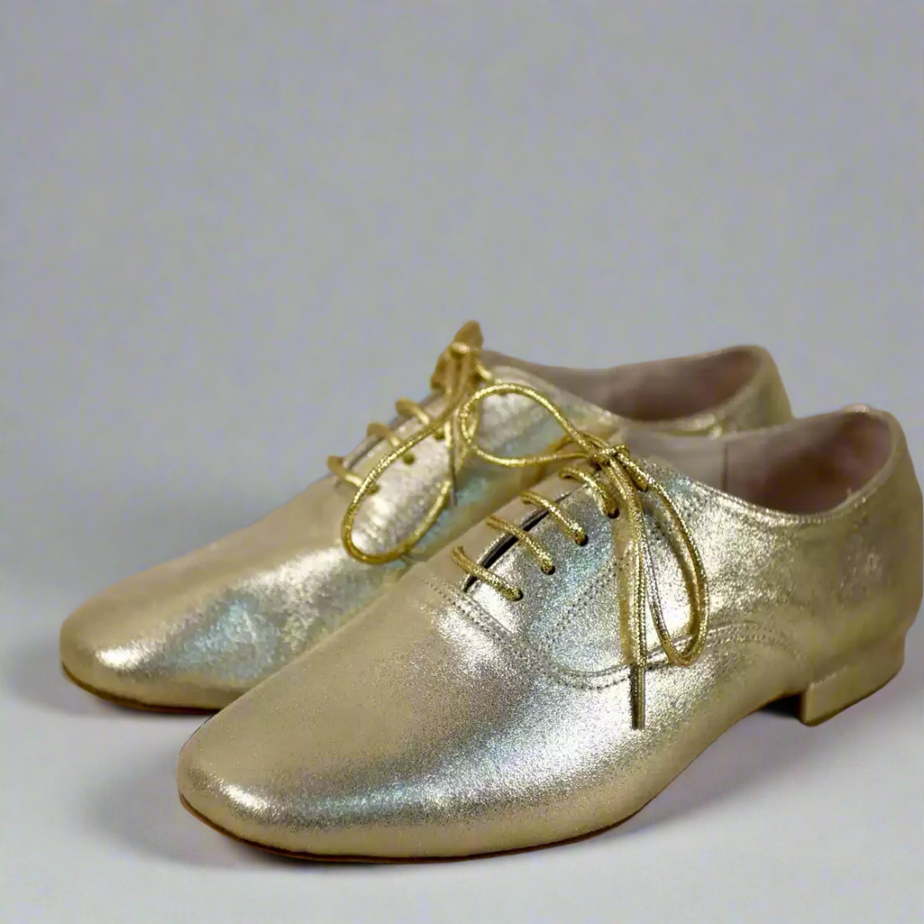 Handmade Tango Cowhide Leather Glod Shoes Mens - Lace-Up Men's Dress Shoes with Lambskin Leather