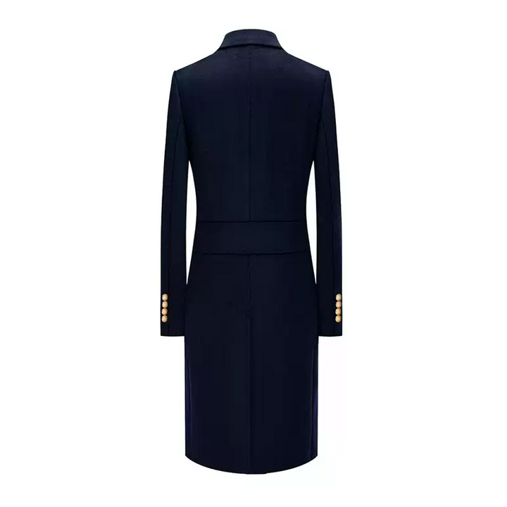 Navy Double Breasted Blazer in Long Wool Design – Wool Suits for Men Plus Size