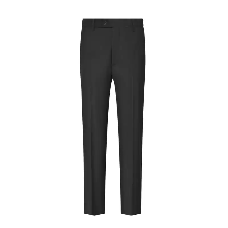 Black Wool Blazer with Notch Lapel and Double Flap Pockets for Men Plus Size