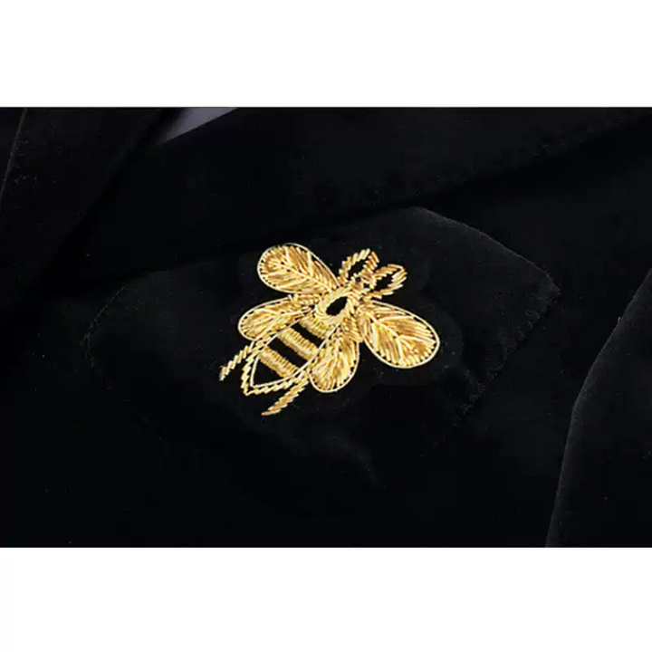 Black Wool Blazer with Gold Button and Badge Detail – Gray Wool Blazer for Men Plus Size