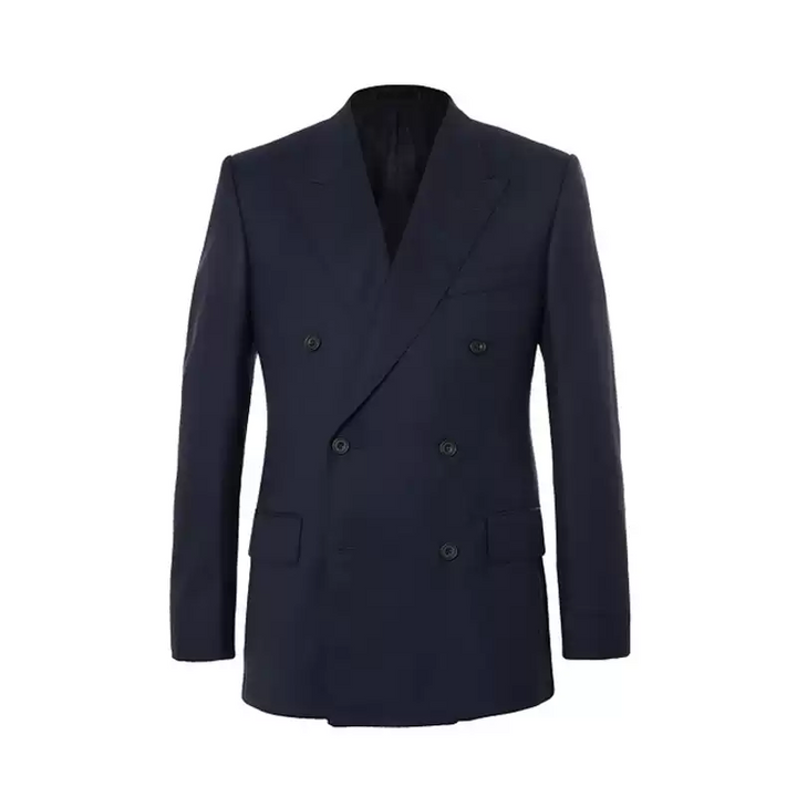 Black Double Breasted Blazer with Peak Lapel – Men's Woolen Blazer Plus Size