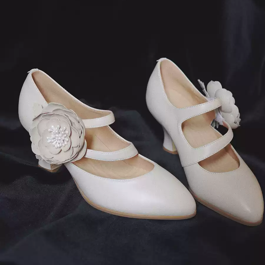 "Blooming Grace" – Handmade Vintage Mary Jane Wedding Heels