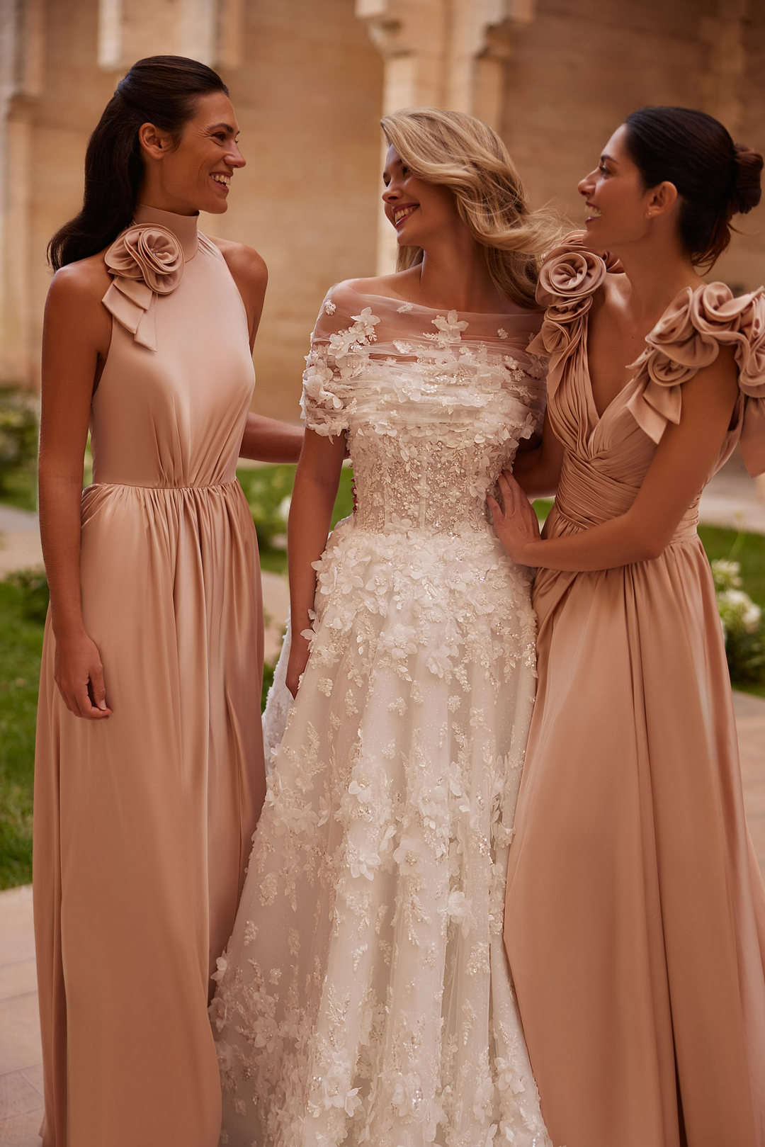 Ivory Off Shoulder Wedding Dress with Layered Tulle Sleeves – Embellished Floral Wedding Gown with Train Plus Size