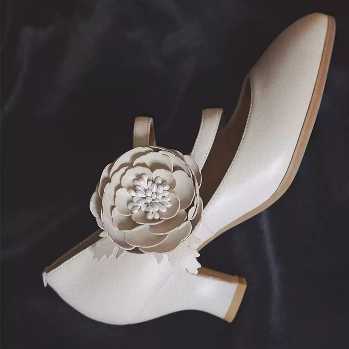 "Blooming Grace" – Handmade Vintage Mary Jane Wedding Heels