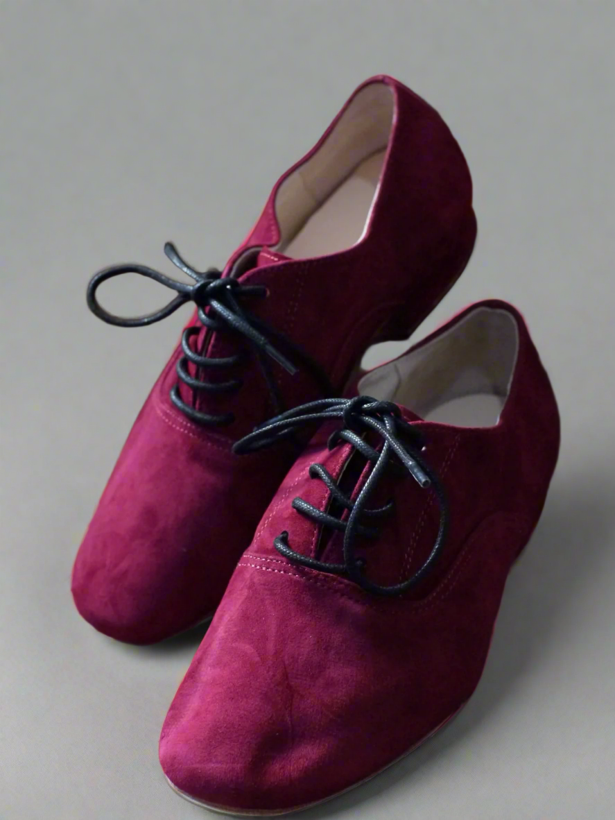 Handmade Tango Cowhide Leather Burgundy Lace-Up Men's Dress Shoes with Square Toe Design