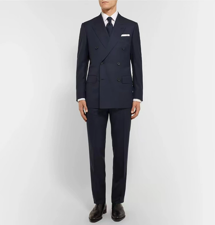 Black Double Breasted Blazer with Peak Lapel – Men's Woolen Blazer Plus Size