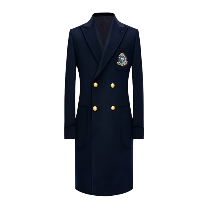 Navy Double Breasted Blazer in Long Wool Design – Wool Suits for Men Plus Size
